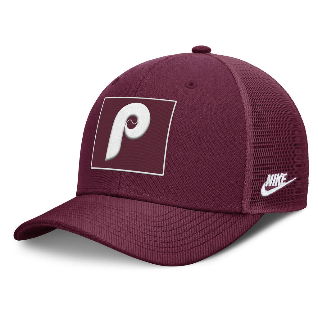 MLB Philadelphia Phillies Nike Cooperstown Square Patch Trucker Snapback Hat - Maroon