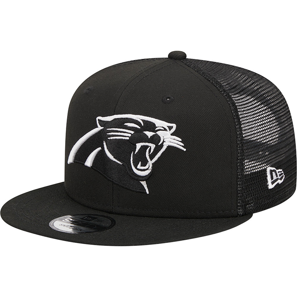 NFL Carolina Panthers New Era Black &amp; White Trucker 9FIFTY Snapback Hat - Black