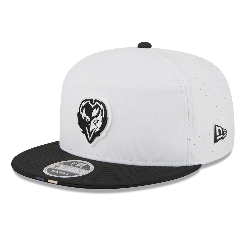 NFL Baltimore Ravens New Era 2025 Training 9FIFTY Split Panel Snapback Hat - White