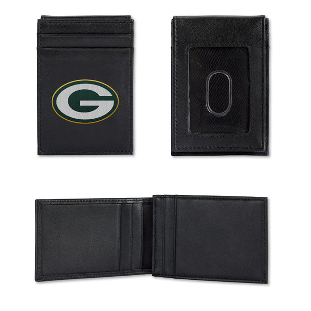 NFL Green Bay Packers Rico Stitched Front Pocket Wallet - Black