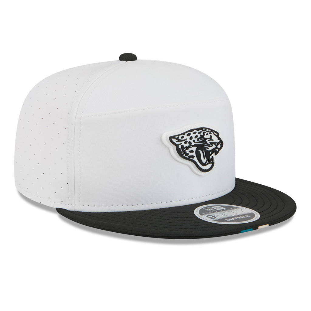 NFL Jacksonville Jaguars New Era 2025 Training 9FIFTY Split Panel Snapback Hat - White