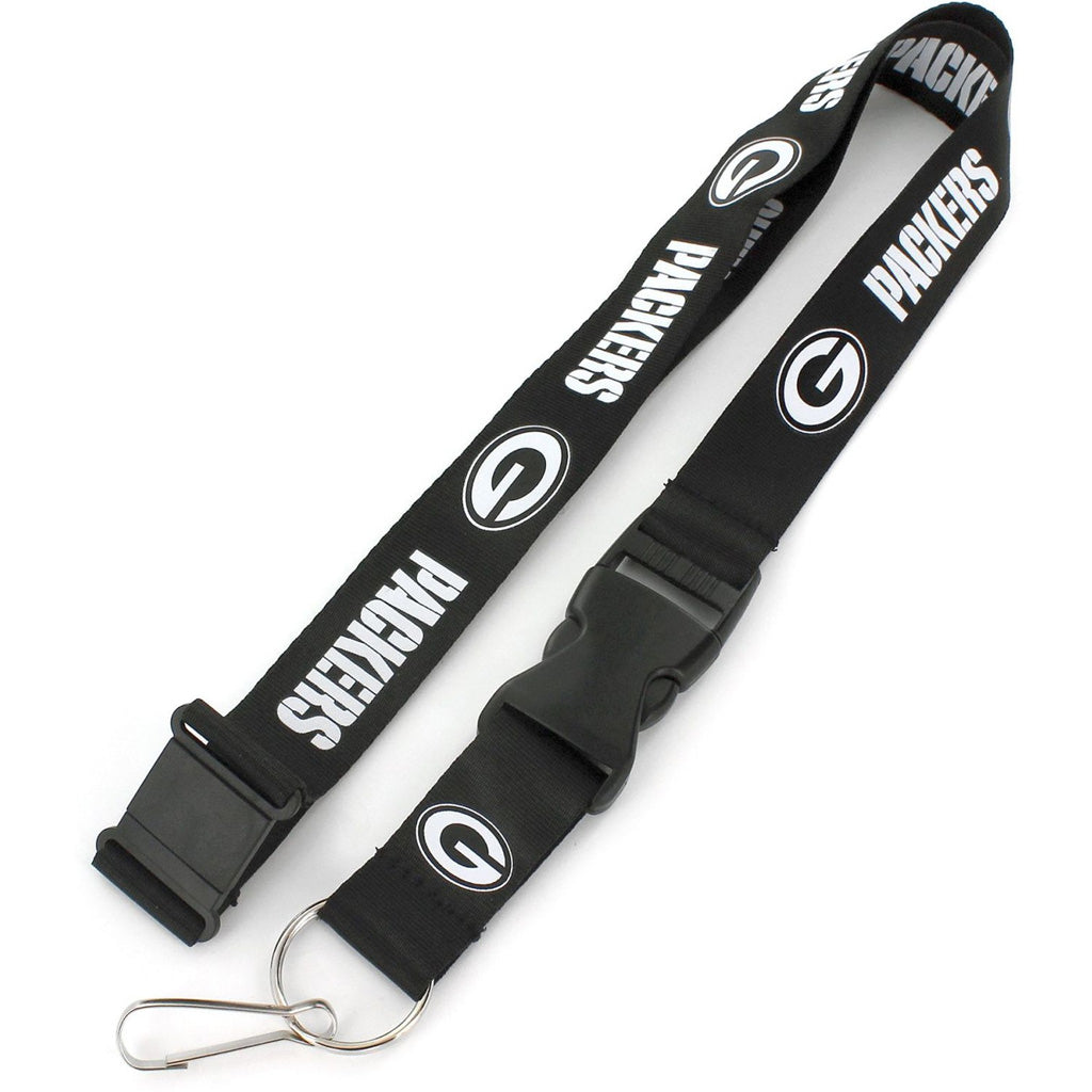 NFL Green Bay Packers Aminco Black & White Lanyard - Black