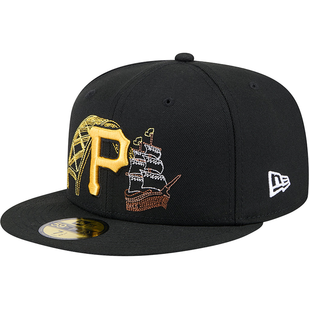 MLB Pittsburgh Pirates New Era State Stitch 59FIFTY Fitted Hat - Black