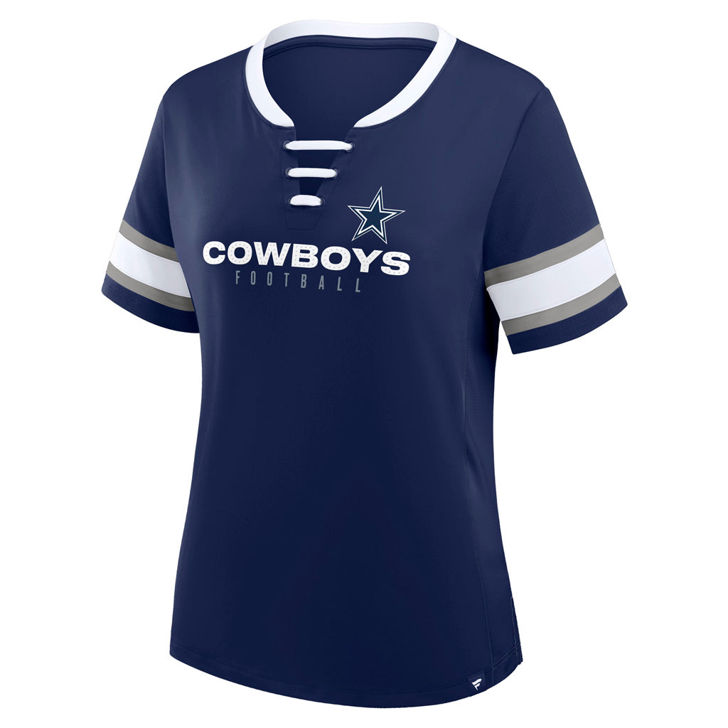 NFL Dallas Cowboys Women's Fanatics Draw Play Athena Lace-Up Top - Navy