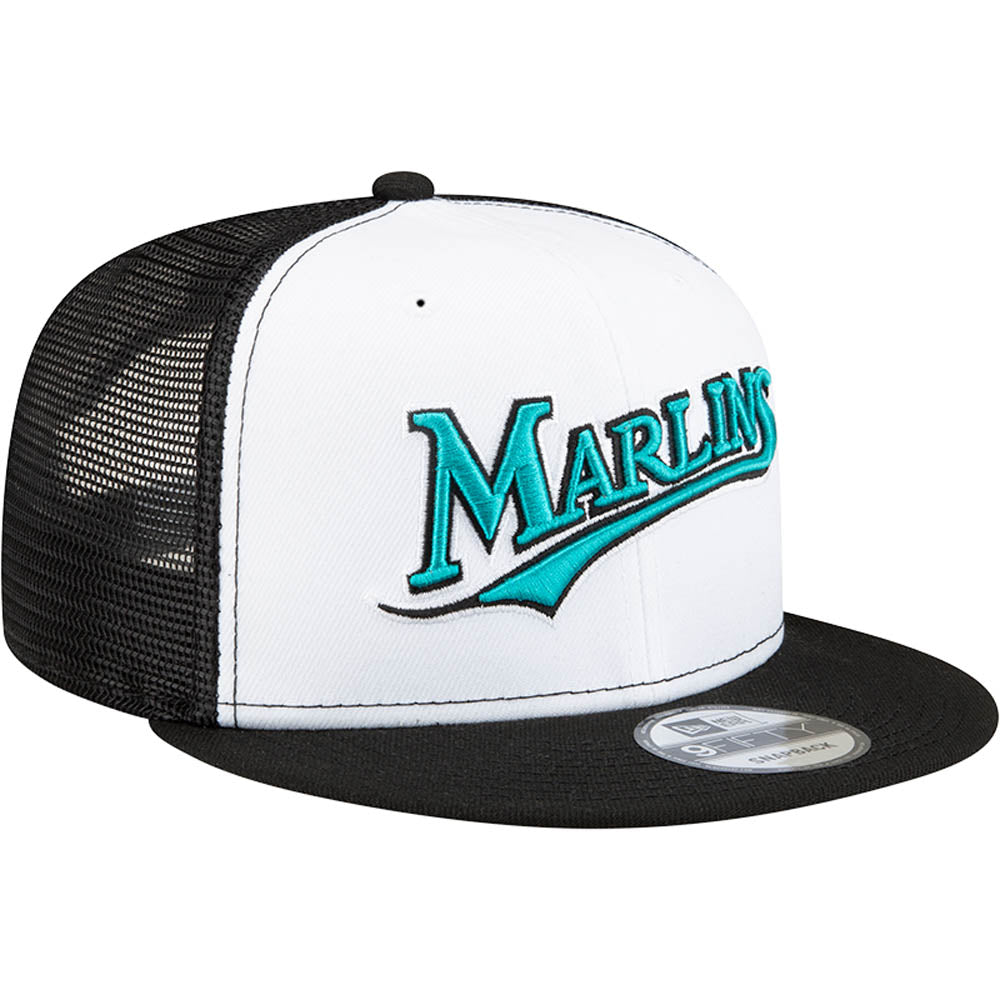MLB Miami Marlins New Era White Front 9FIFTY Trucker Snapback
