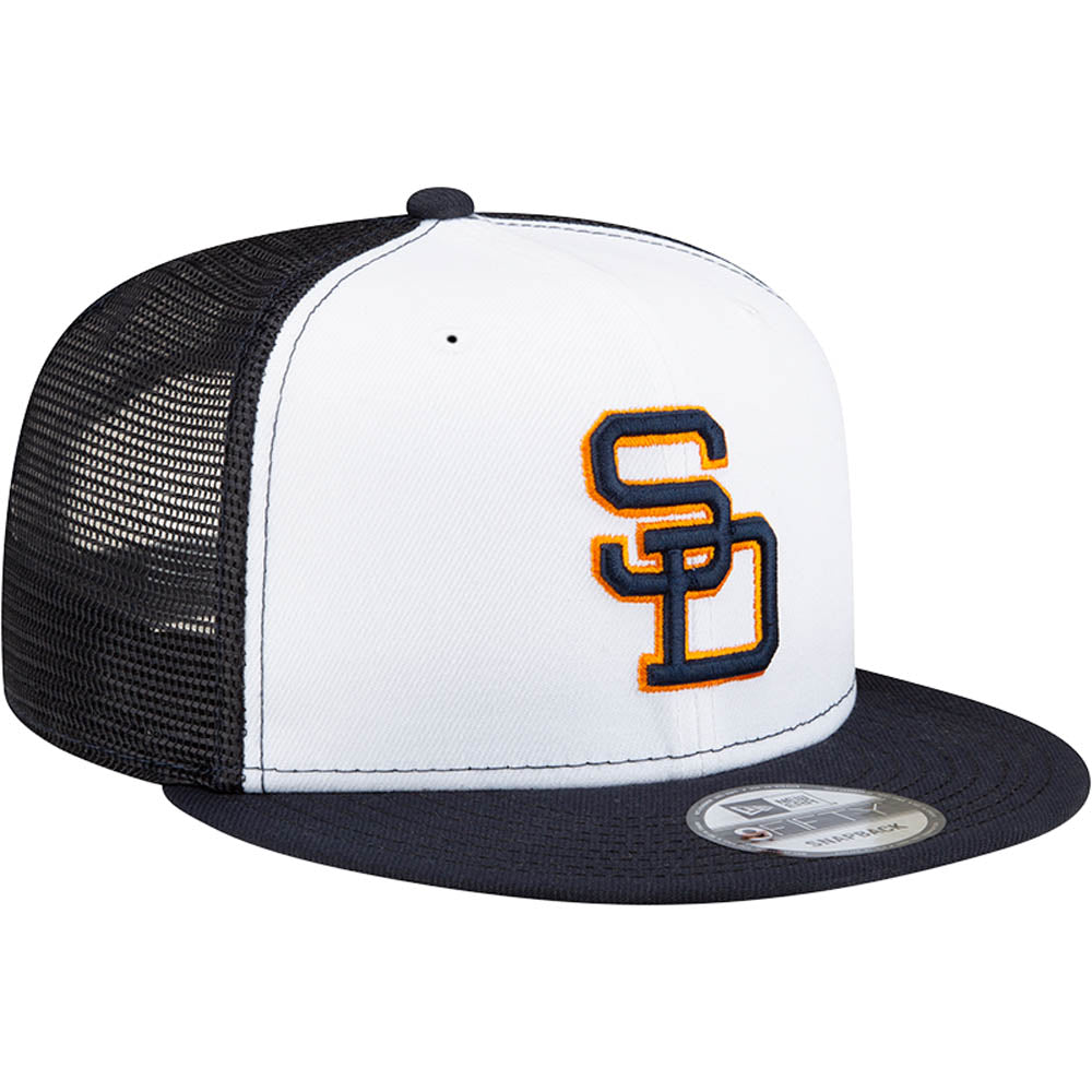 MLB San Diego Padres New Era White Front 9FIFTY Trucker Snapback