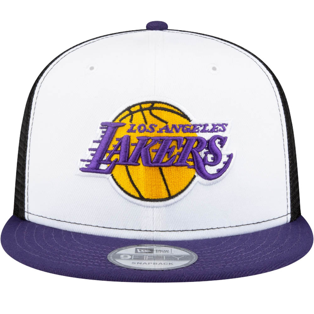 NBA Los Angeles Lakers New Era White Front 9FIFTY Trucker Snapback