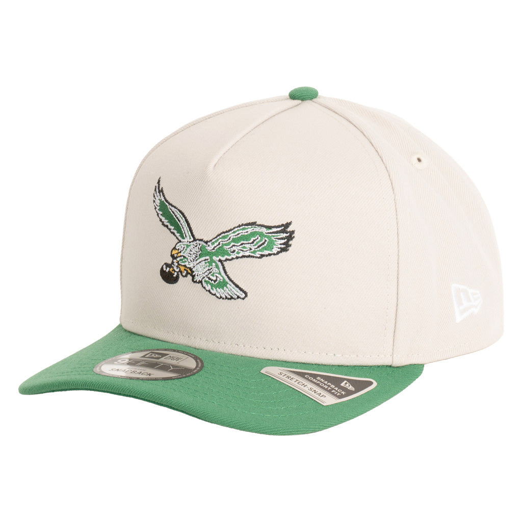 NFL Philadelphia Eagles New Era Two-Tone Throwback Team Color Stone 9FIFTY A-Frame Snapback Hat - Stone