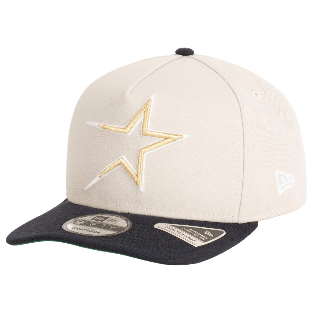 MLB Houston Astros New Era Two-Tone Throwback Team Color Stone 9FIFTY A-Frame Snapback Hat - Stone
