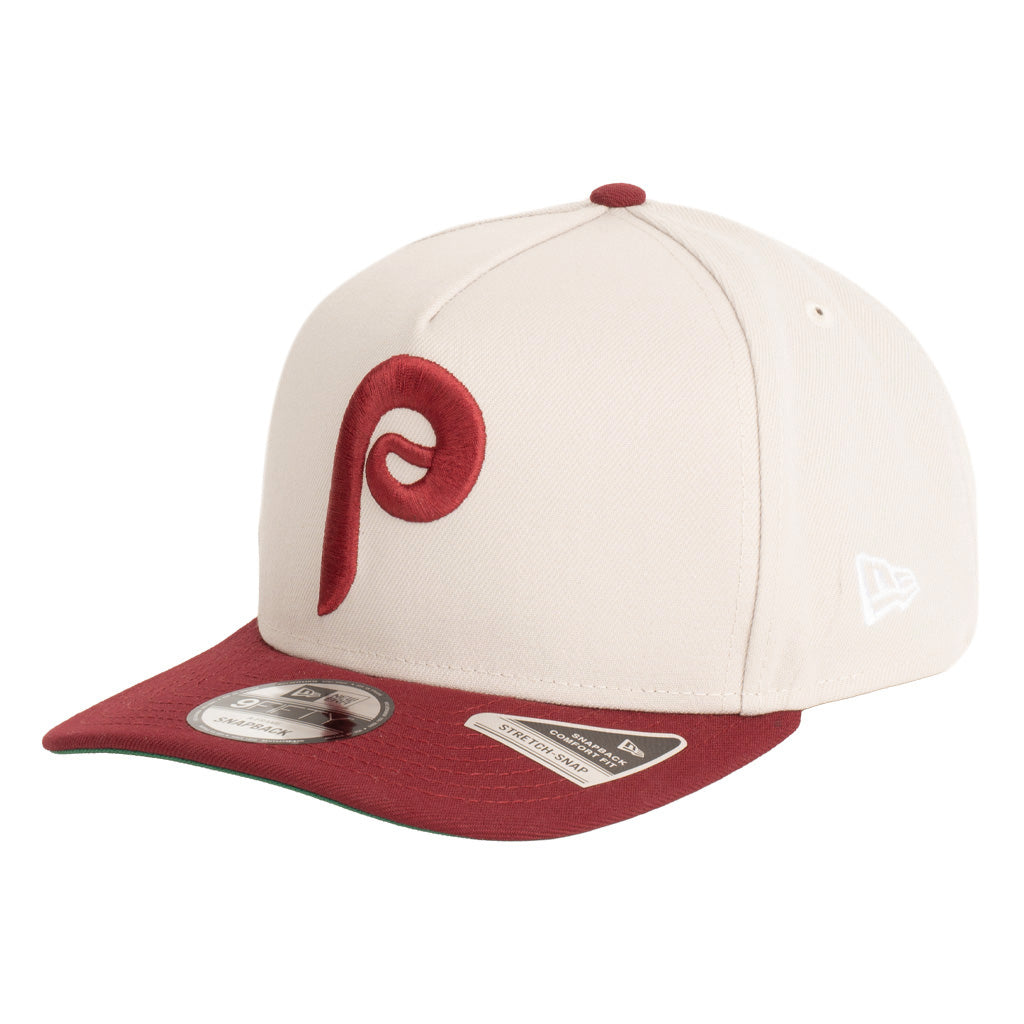 MLB Philadelphia Phillies New Era Two-Tone Primary Team Color Stone 9FIFTY A-Frame Snapback Hat - Stone