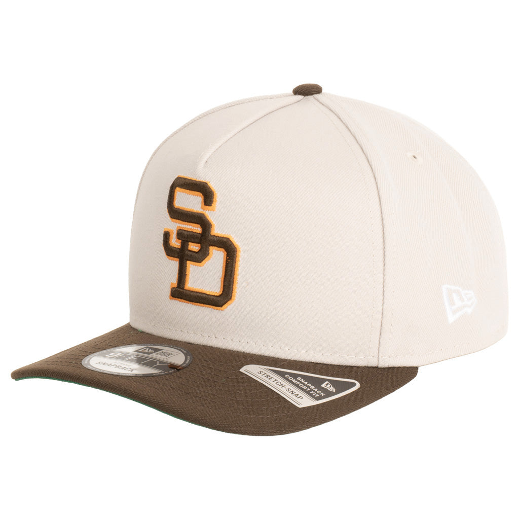 MLB San Diego Padres New Era Two-Tone Primary Team Color Stone 9FIFTY A-Frame Snapback Hat - Stone