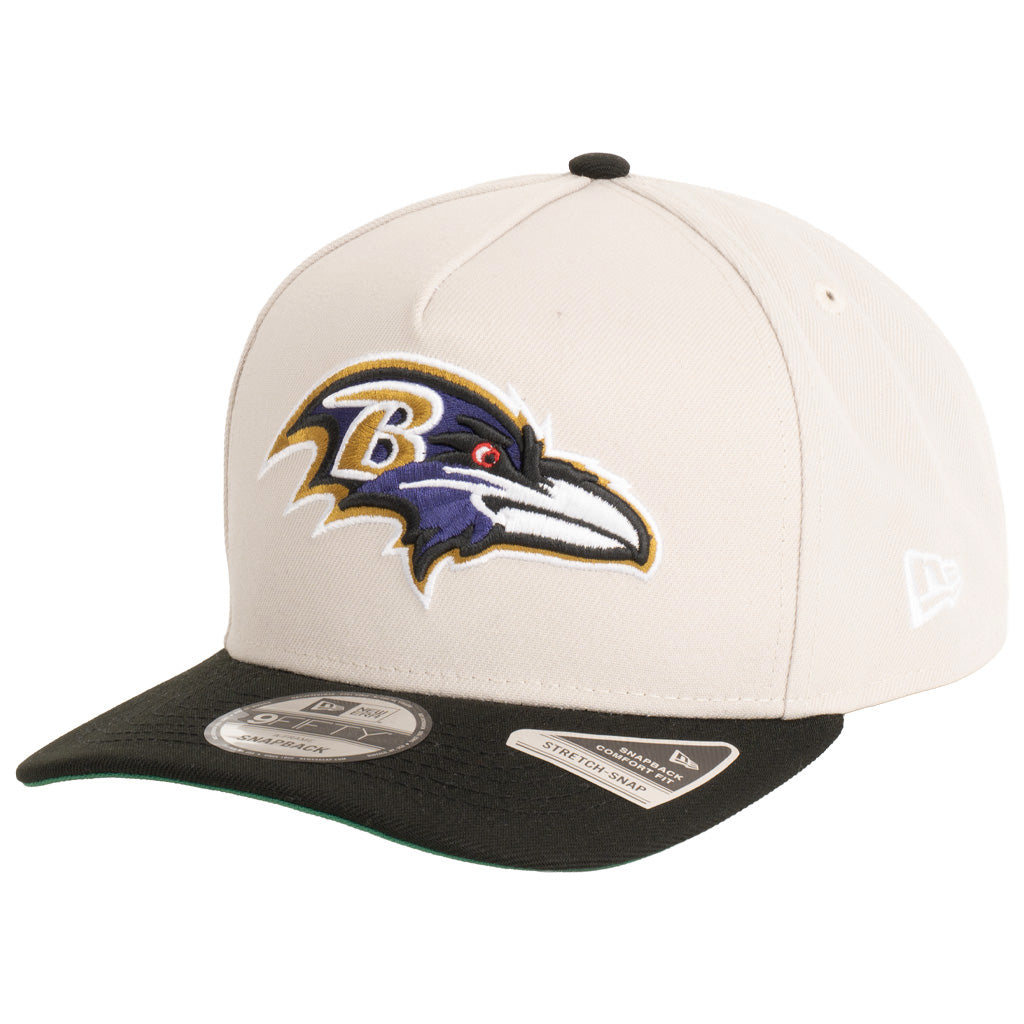 NFL Baltimore Ravens New Era Two-Tone Primary Team Color Stone 9FIFTY A-Frame Snapback Hat - Stone