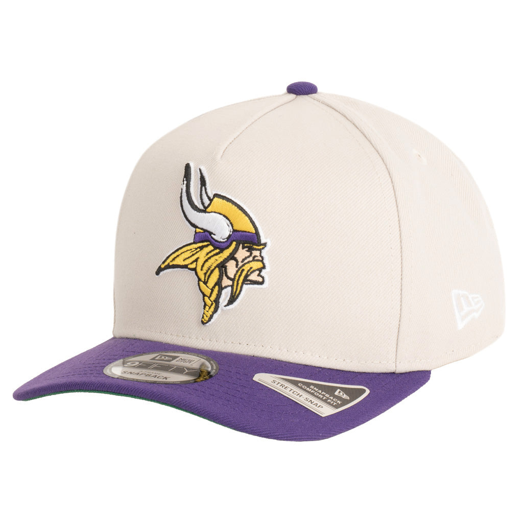 NFL Minnesota Vikings New Era Two-Tone Primary Team Color Stone 9FIFTY A-Frame Snapback Hat - Stone