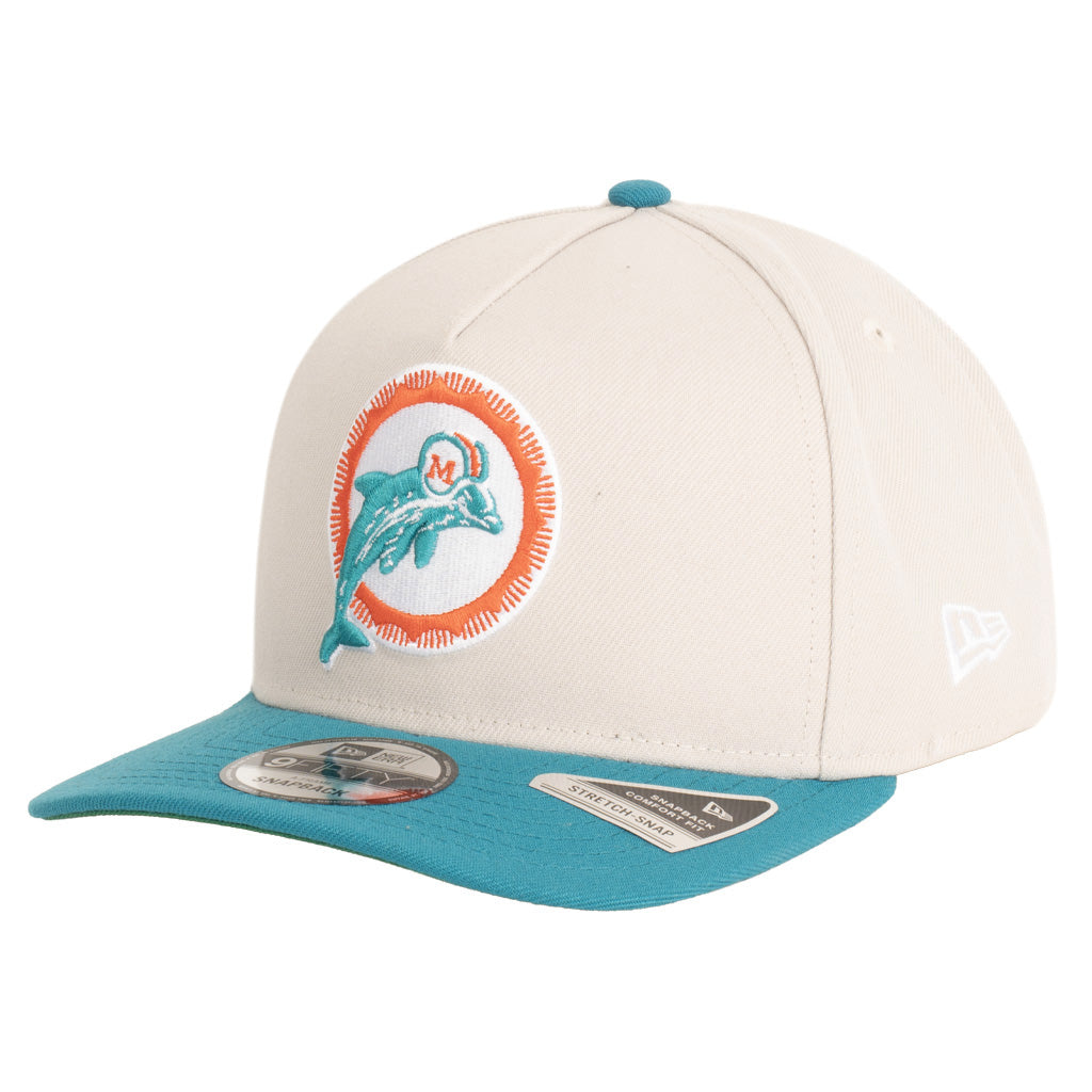 NFL Miami Dolphins New Era Two-Tone Primary Team Color Stone 9FIFTY A-Frame Snapback Hat - Stone