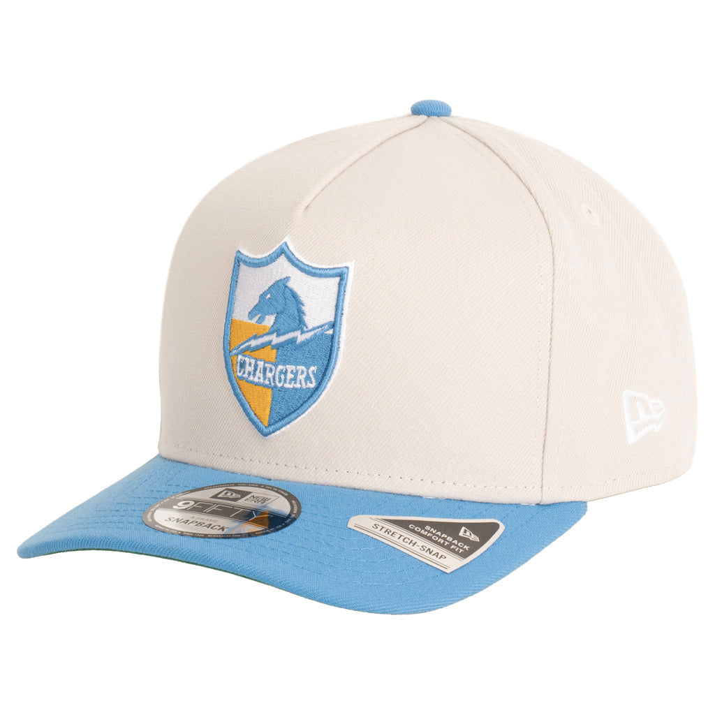 NFL Los Angeles Chargers New Era Two-Tone Primary Team Color Stone 9FIFTY A-Frame Snapback Hat - Stone