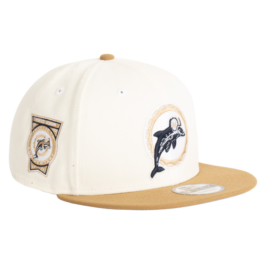 NFL Miami Dolphins New Era Harvester 9FIFTY Snapback Hat - Wheat