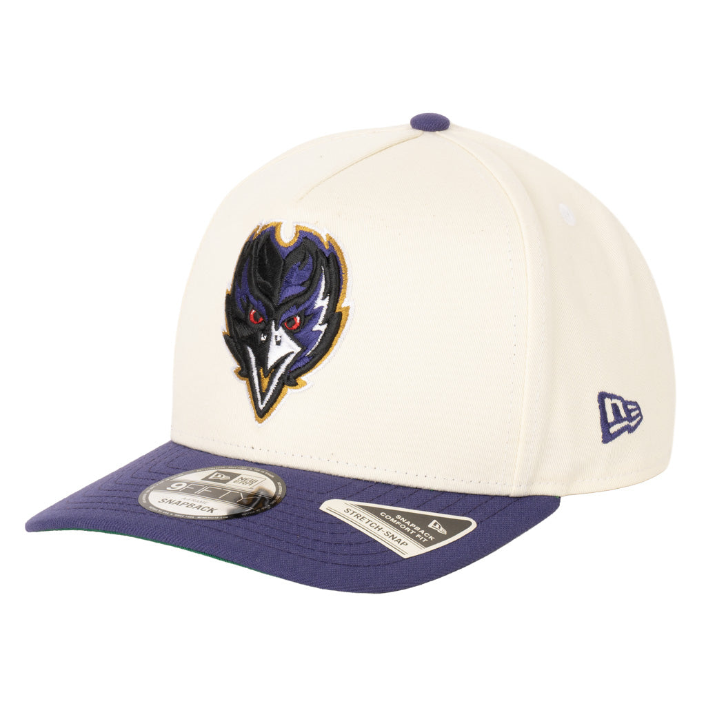 NFL Baltimore Ravens New Era Two-Tone Alternate Team Color 9FIFTY A-Frame Snapback Hat - Cream