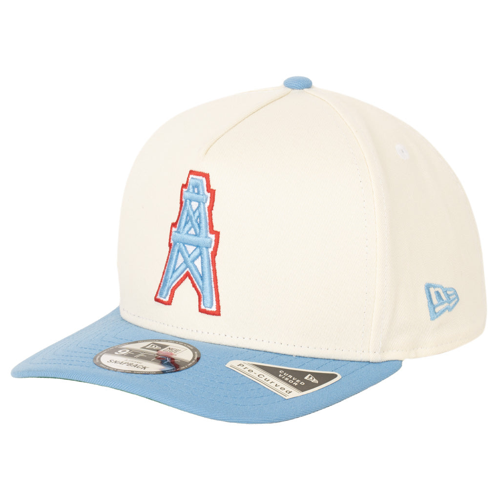 NFL Houston Oilers New Era Two-Tone Primary Team Color 9FIFTY A-Frame Snapback Hat - Cream