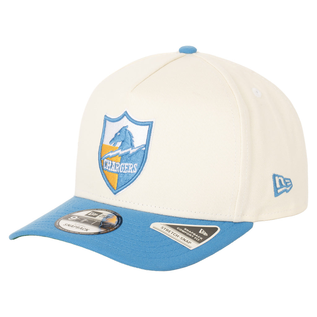 NFL Los Angeles Chargers New Era Two-Tone Throwback Team Color 9FIFTY A-Frame Snapback Hat - Cream