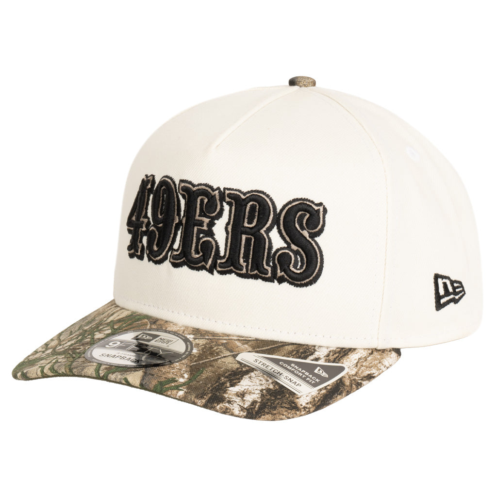 NFL San Francisco 49ers New Era Real Tree 9FIFTY A-Frame Snapback Hat - Cream