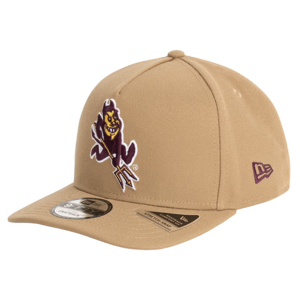 NCAA Arizona State Sun Devils New Era Sparky 9FIFTY A-Frame Snapback Hat - Khaki