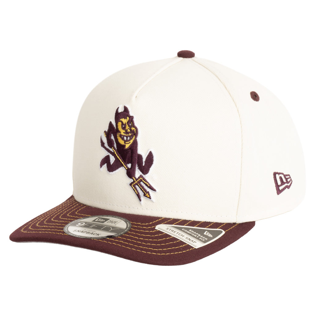 NCAA Arizona State Sun Devils New Era Two-Tone Sparky Gold Contrast 9FIFTY A-Frame Snapback Hat - Cream