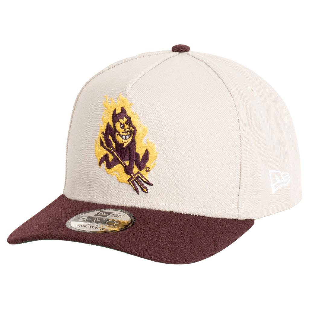 NCAA Arizona State Sun Devils New Era Two-Tone Primary Team Color Stone 9FIFTY A-Frame Snapback Hat - Stone