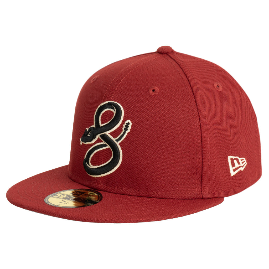 MLB Arizona Diamondbacks New Era Black Logo With Tan Outline 59FIFTY Fitted Hat - Red