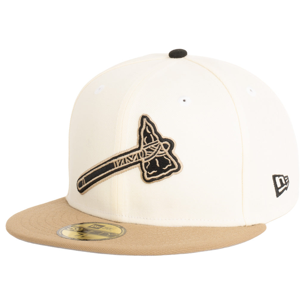 MLB Atlanta Braves New Era Dark Harvester 59FIFTY Fitted Hat - Cream