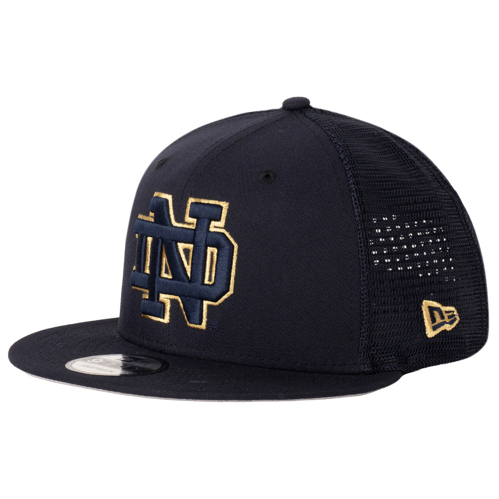 NCAA Notre Dame Fighting Irish New Era Shadowline Trucker 9FIFTY Snapback Hat - Navy
