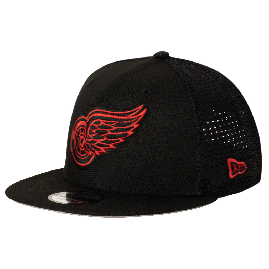 NHL Detroit Red Wings New Era Shadowline Trucker 9FIFTY Snapback Hat - Black