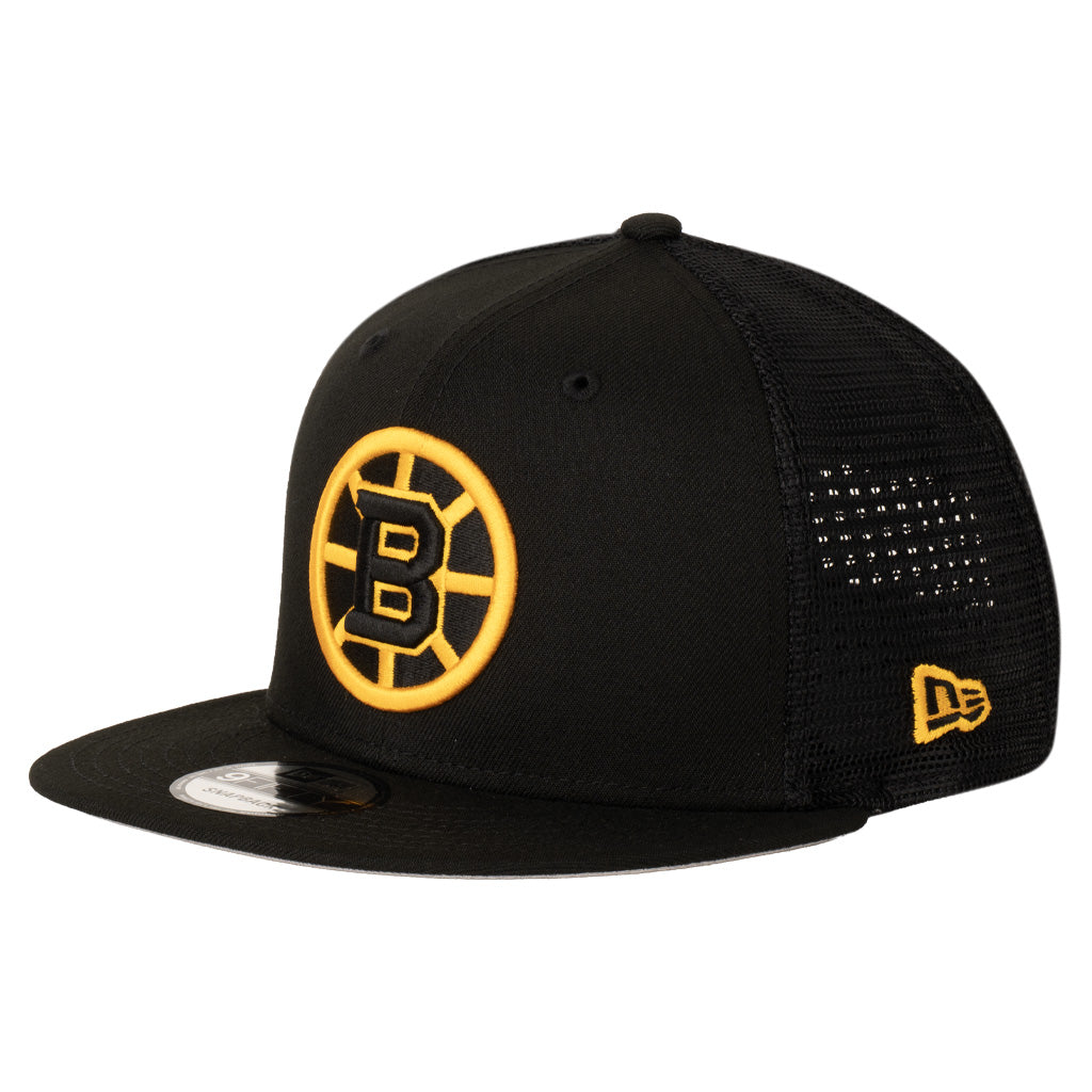 NHL Boston Bruins New Era Shadowline Trucker 9FIFTY Snapback Hat - Black