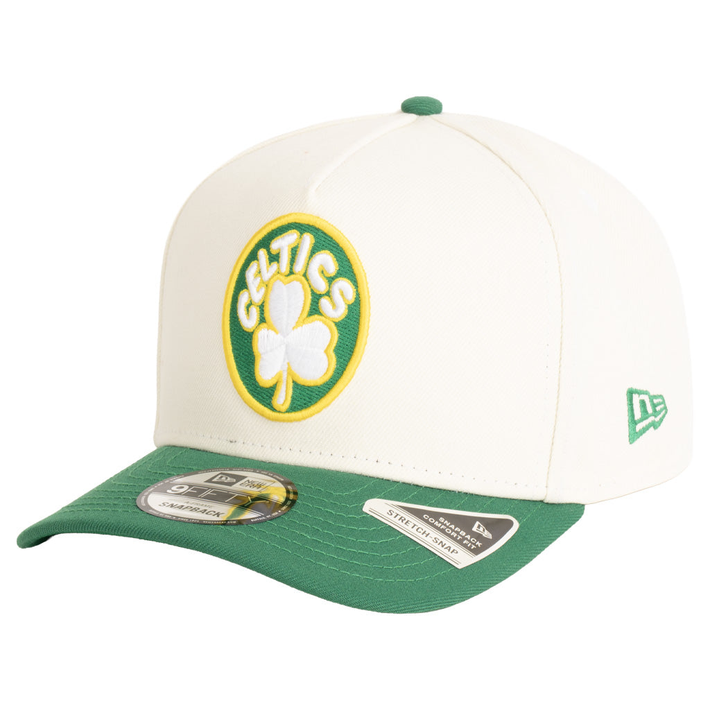 NBA Boston Celtics New Era Two-Tone  Throwback Team Color 9FIFTY A-Frame Snapback Hat - Cream