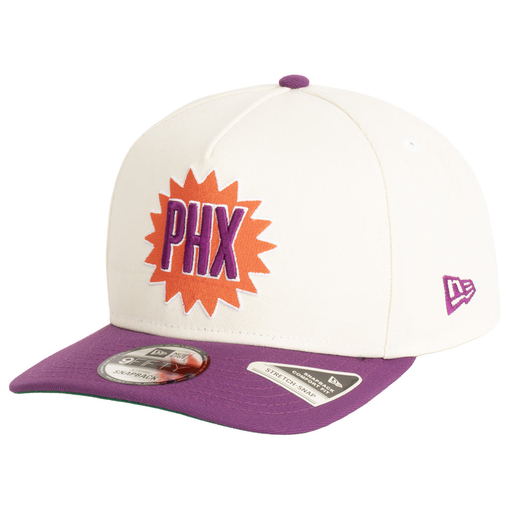 NBA Phoenix Suns New Era Two-Tone Sunburst Throwback Team Color 9FIFTY A-Frame Snapback Hat - Cream