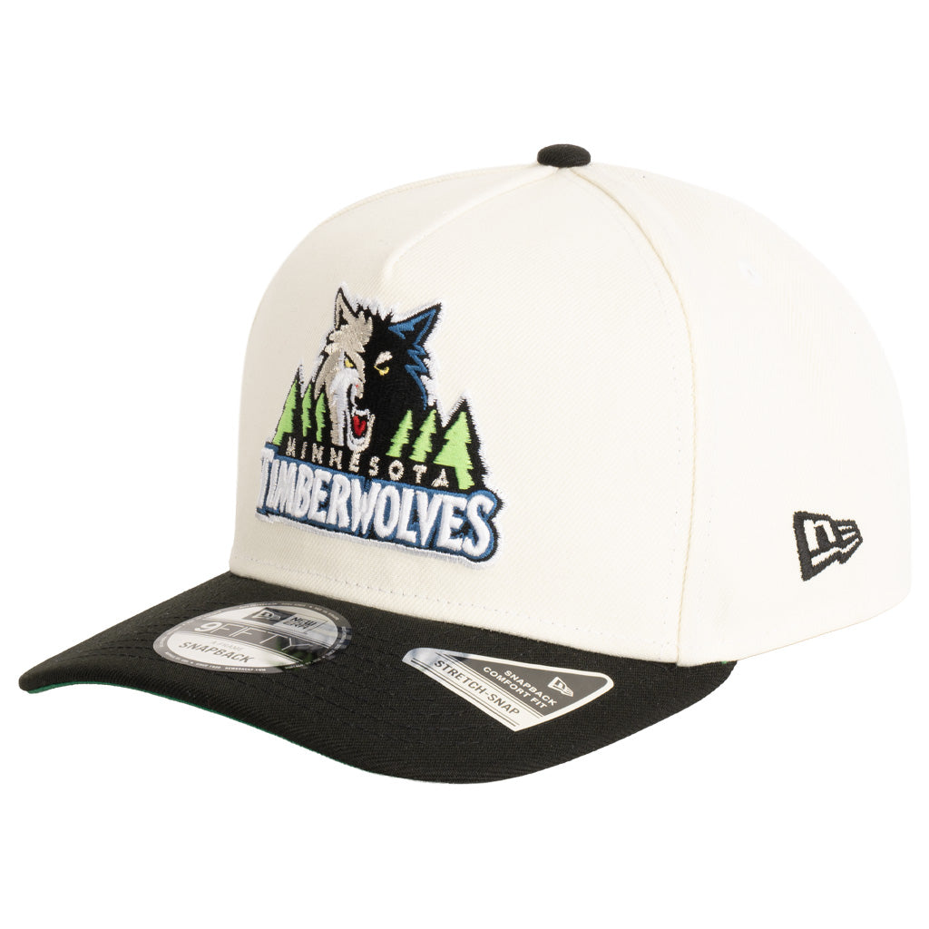 NBA Minnesota Timberwolves New Era Two-Tone Throwback Team Color 9FIFTY A-Frame Snapback Hat - Cream