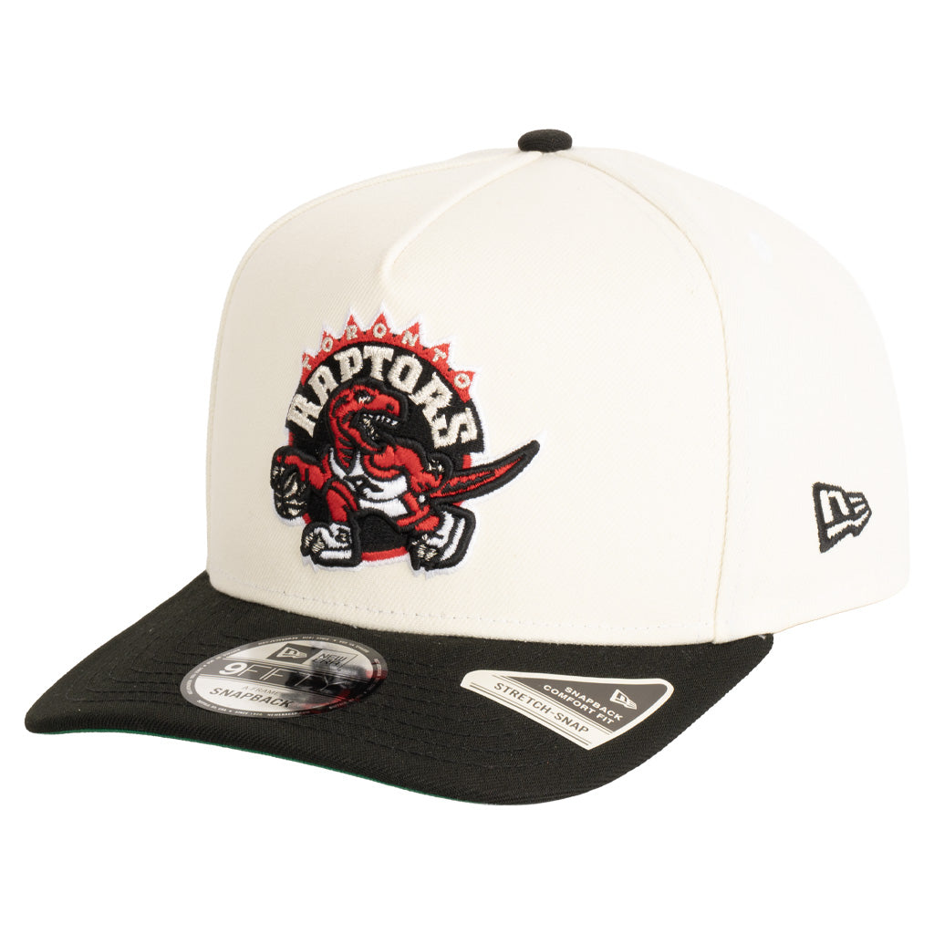 NBA Toronto Raptors New Era Two-Tone Throwback Team Color 9FIFTY A-Frame Snapback Hat - Cream