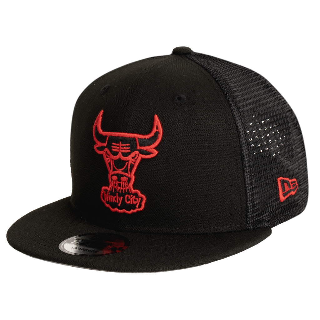 NBA Chicago Bulls New Era Shadowline Trucker 9FIFTY Snapback Hat - Black