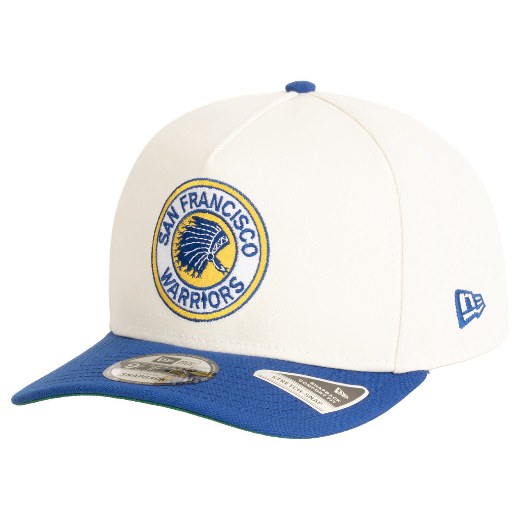 NBA Golden State Warriors New Era Two-Tone  Throwback Team Color 9FIFTY A-Frame Snapback Hat - Cream
