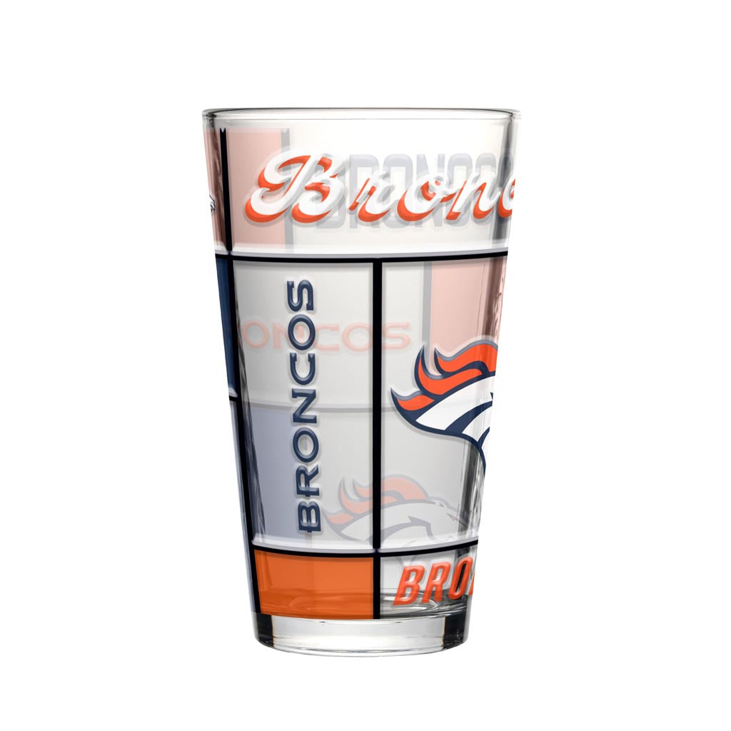 NFL Denver Broncos Logo Brands 16oz Quilted Pint Glass - Orange