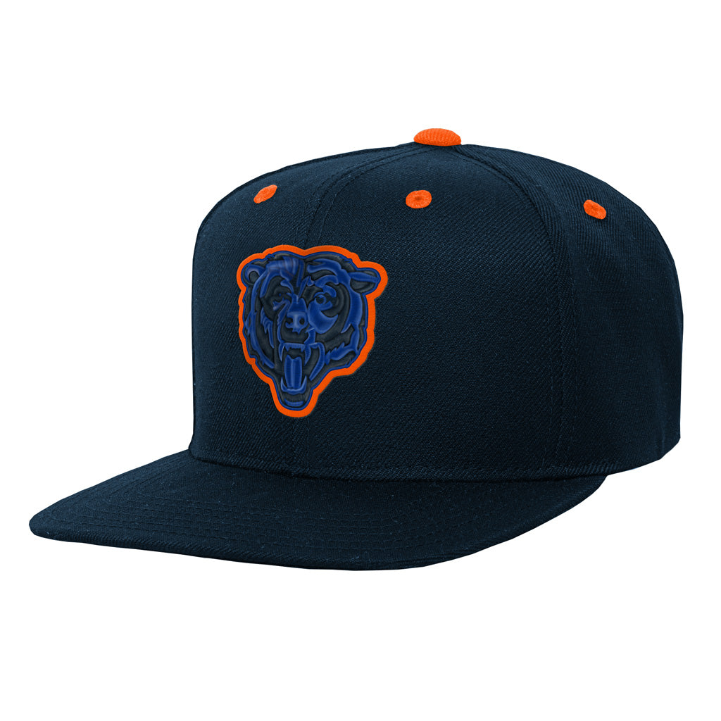 NFL Chicago Bears Youth Outerstuff Team Color Pop Flatbrim Adjustable Snapback Hat - Navy