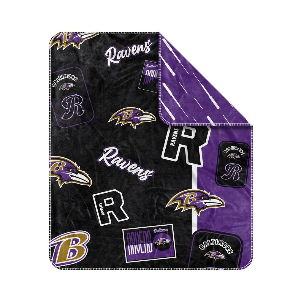 NFL Baltimore Ravens Logo Brands Dream Weave Blanket - Black