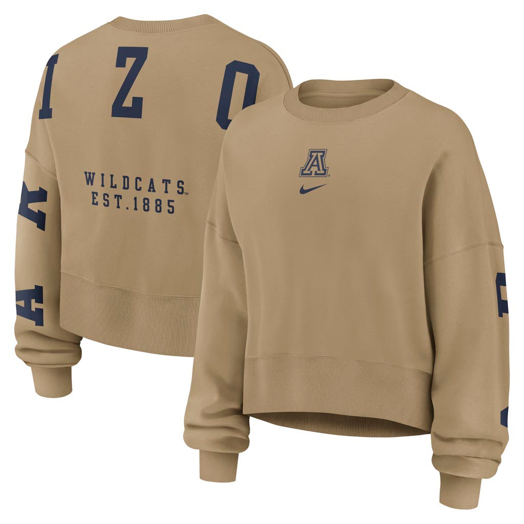 NCAA Arizona Wildcats Women's Nike Phoenix 2-Hit Crew Sweatshirt - Tan