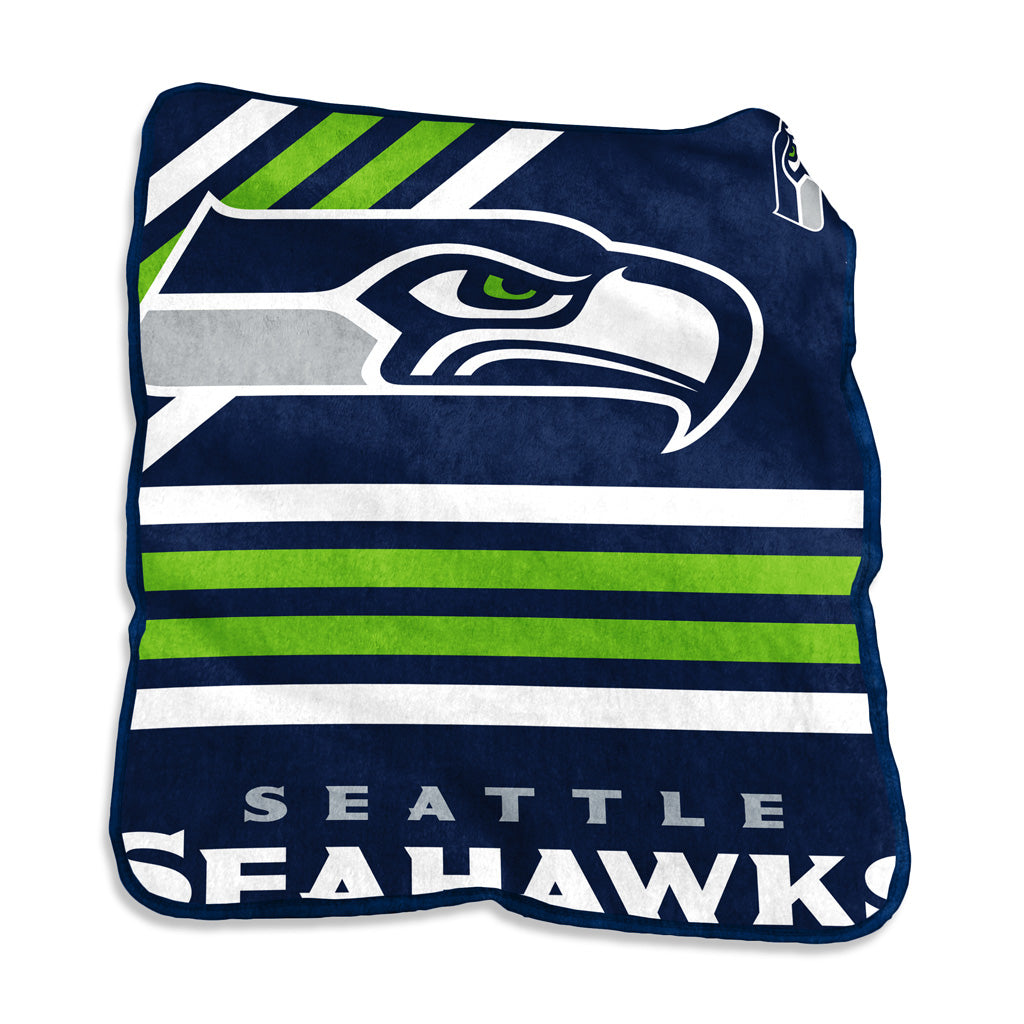 NFL Seattle Seahawks Logo Brands 50" x 60" Raschel Blanket - Navy