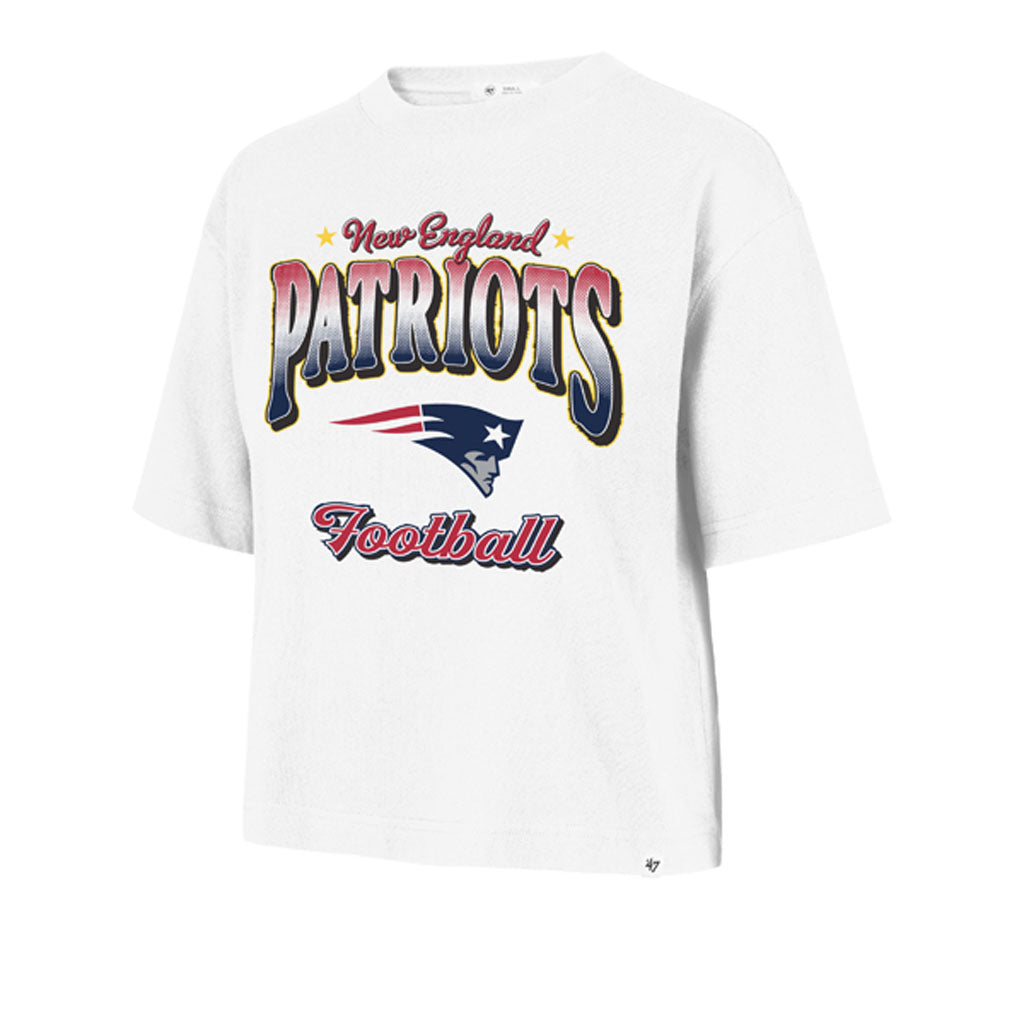NFL New England Patriots Women's '47 Vibe Check Reed City Crop T-Shirt - White