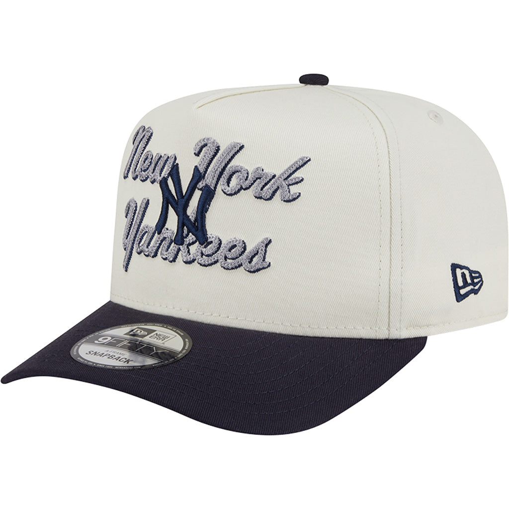 MLB New York Yankees New Era Chainstitch Two-Tone 9FIFTY A-Frame Snapback Hat - Cream