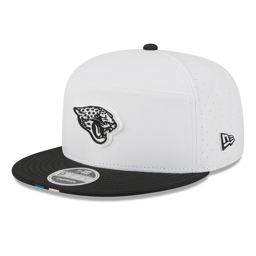 NFL Jacksonville Jaguars New Era 2025 Training 9FIFTY Split Panel Snapback Hat - White