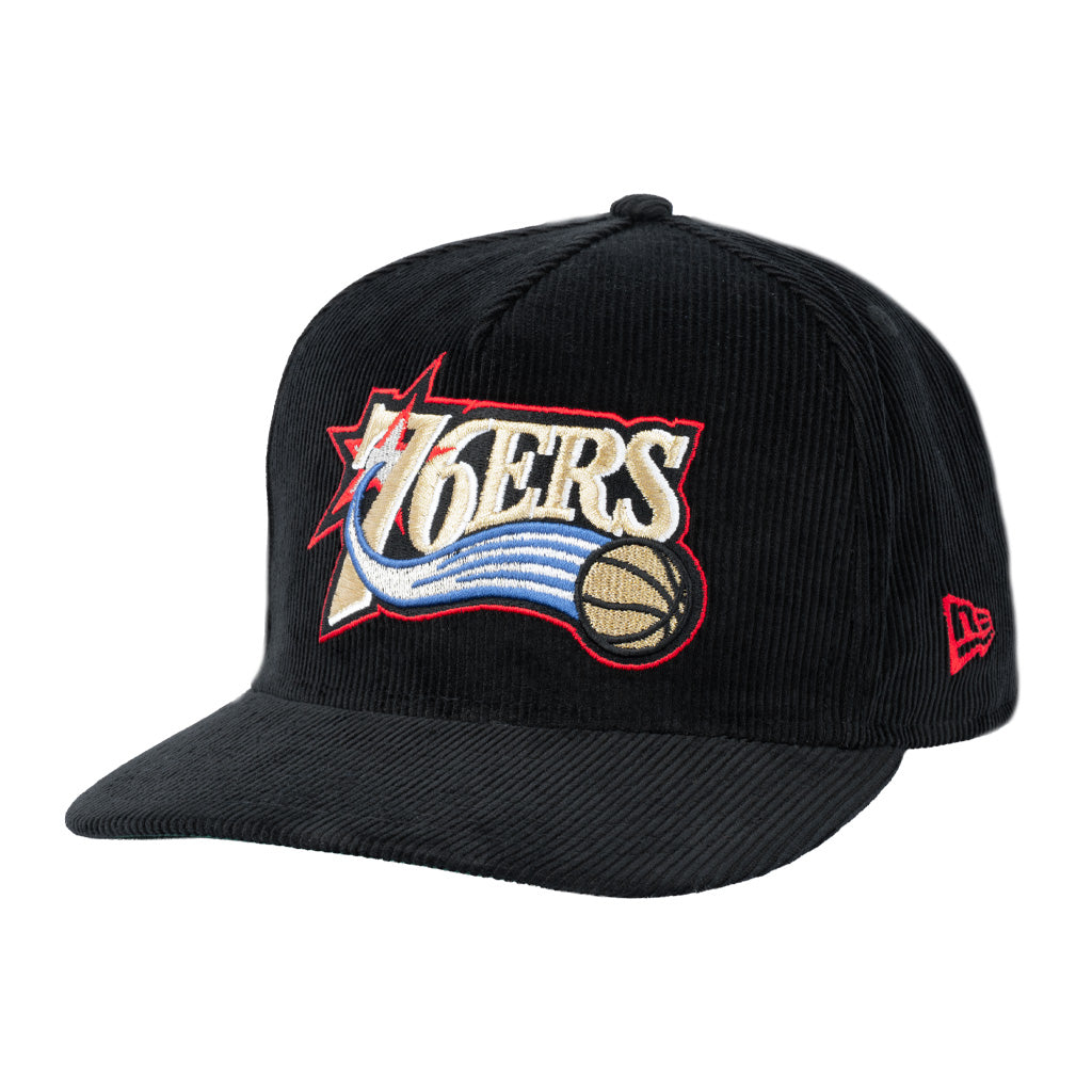 NBA Philadelphia 76ers New Era All Corduroy 9FIFTY A-Frame Snapback Hat - Black