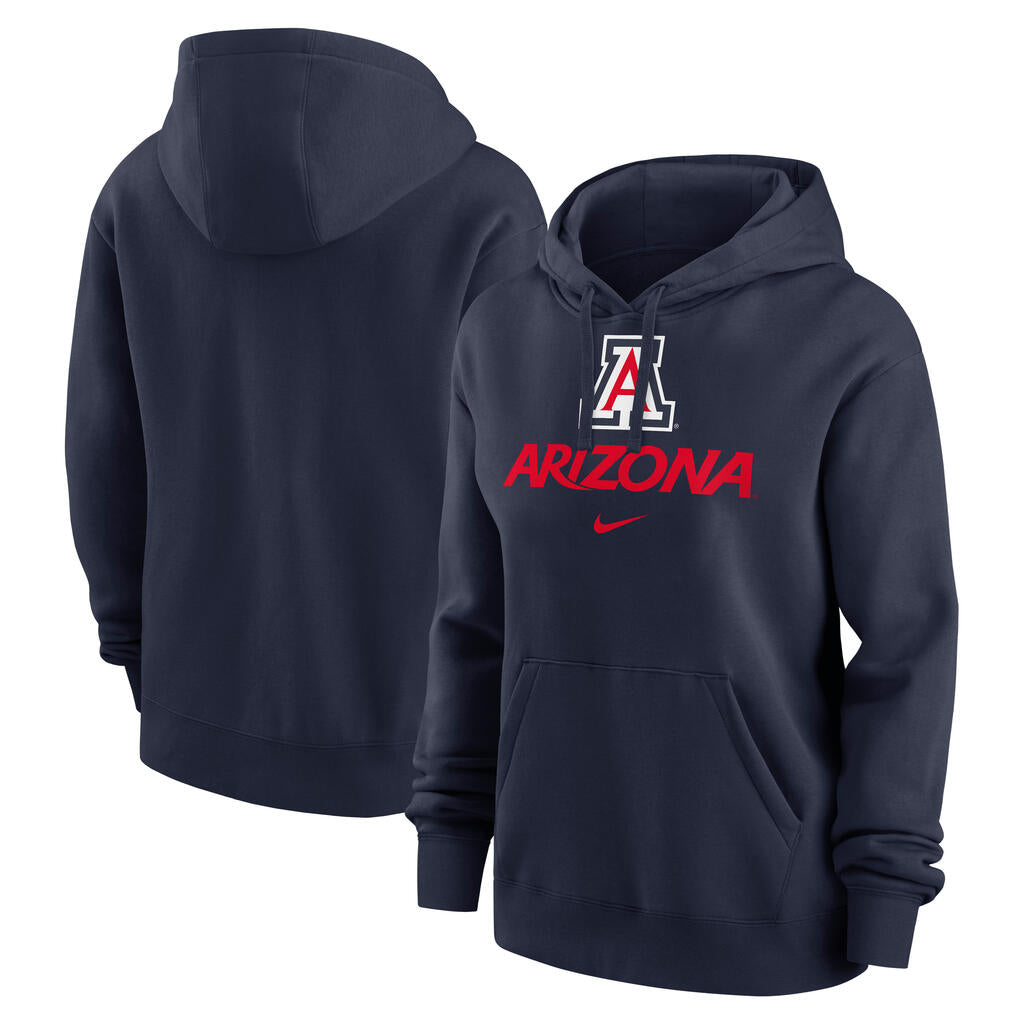 NCAA Arizona Wildcats Women's Nike Wordmark Club Fleece Hoodie - Navy