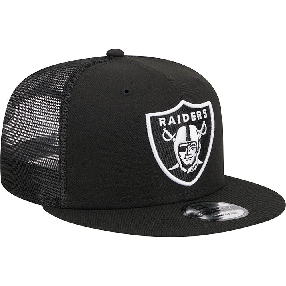 NFL Las Vegas Raiders New Era Black & White 9FIFTY Snapback Trucker Hat - Black