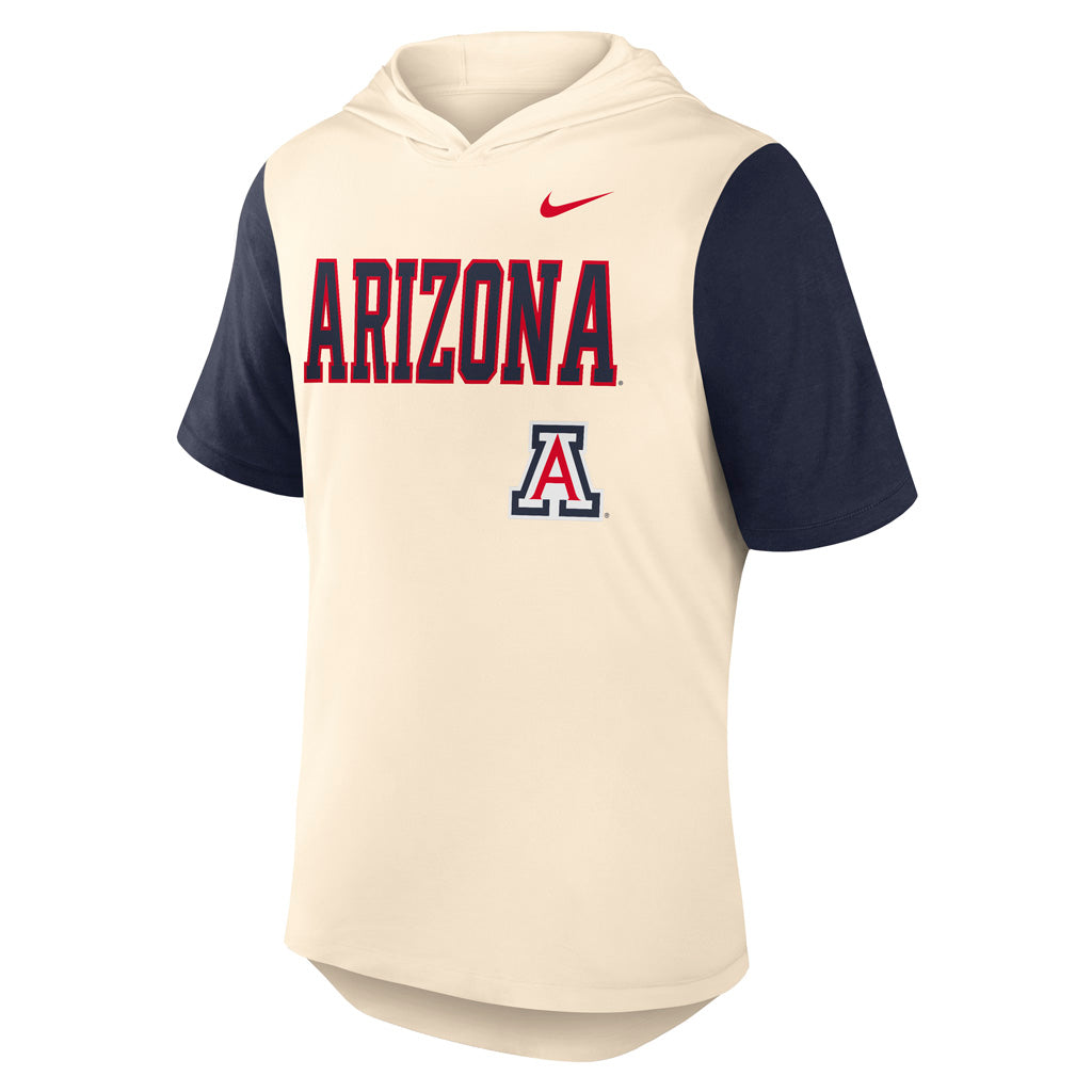 NCAA Arizona Wildcats Nike Wordmark Short Sleeve Hoodie - Natural
